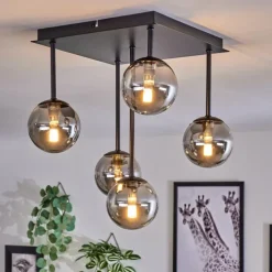 Suspension Verre Fumé-hofstein Plafonnier - Verre Chehalis Fumé, 5 lumières