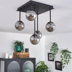 Suspension Verre Fumé-hofstein Plafonnier - Verre Chehalis Fumé, 5 lumières