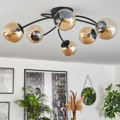 hofstein Plafonnier - Verre Chehalis Ambre, 6 lumières