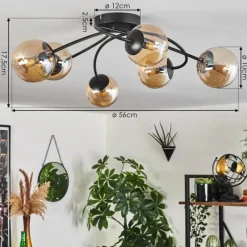 hofstein Plafonnier - Verre Chehalis Ambre, 6 lumières