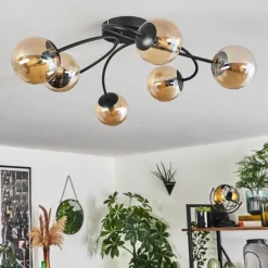 hofstein Plafonnier - Verre Chehalis Ambre, 6 lumières