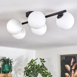 hofstein Plafonnier - Verre Chehalis Blanc, 5 lumières