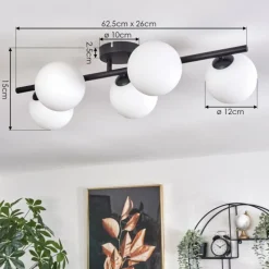 hofstein Plafonnier - Verre Chehalis Blanc, 5 lumières