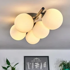 hofstein Plafonnier - Verre Chehalis Blanc, 5 lumières