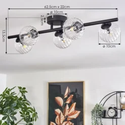 hofstein Plafonnier - Verre Chehalis Clair, 5 lumières