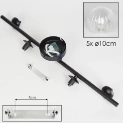 hofstein Plafonnier - Verre Chehalis Clair, 5 lumières