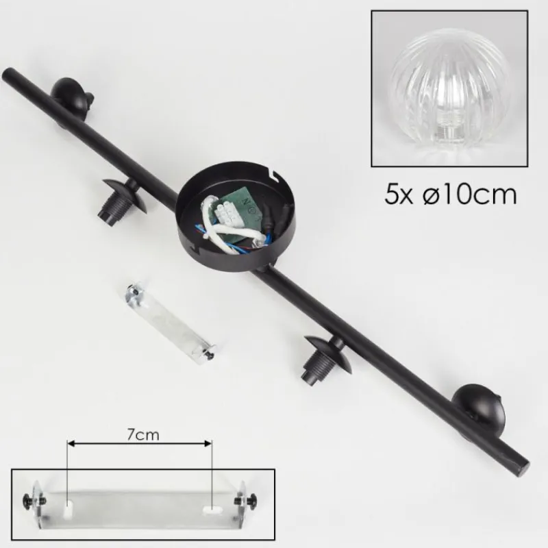 hofstein Plafonnier - Verre Chehalis Clair, 5 lumières