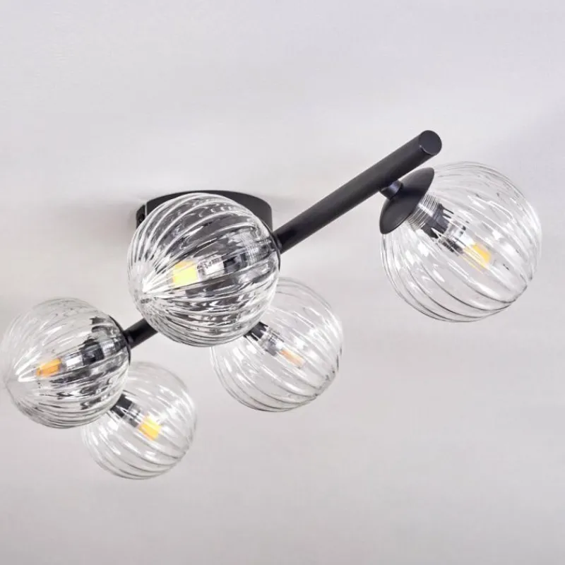 hofstein Plafonnier - Verre Chehalis Clair, 5 lumières