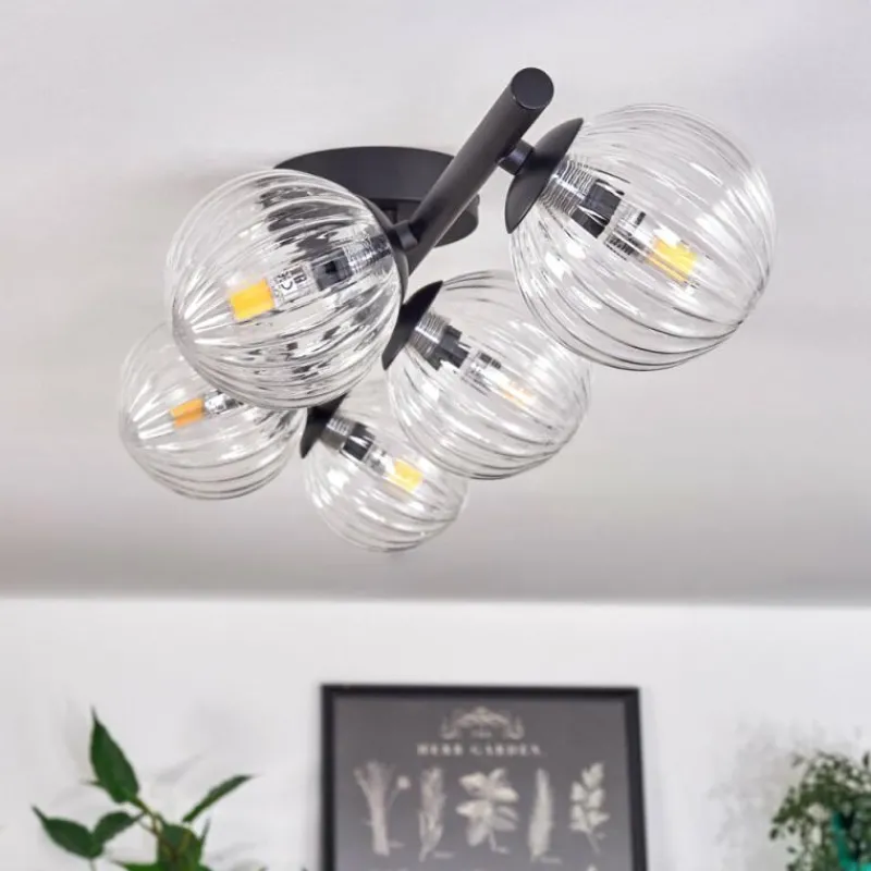 hofstein Plafonnier - Verre Chehalis Clair, 5 lumières