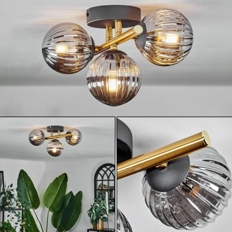 Lampes Dorées-hofstein Plafonnier - Verre Chehalis Or, Noir, 3 lumières