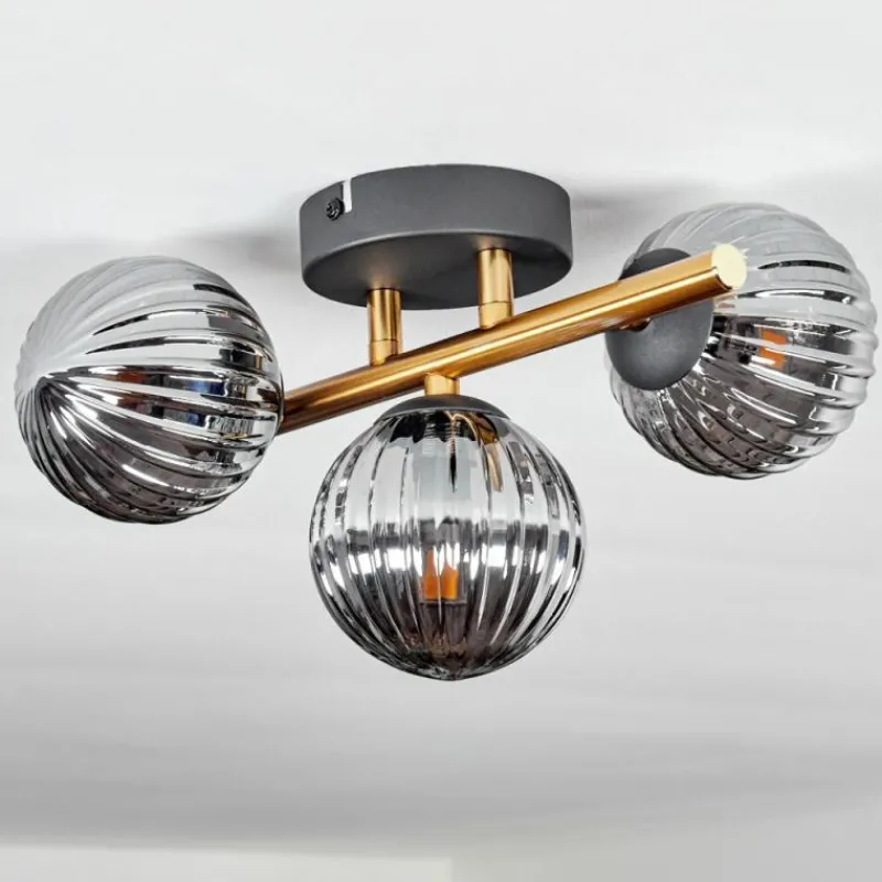 Lampes Dorées-hofstein Plafonnier - Verre Chehalis Or, Noir, 3 lumières