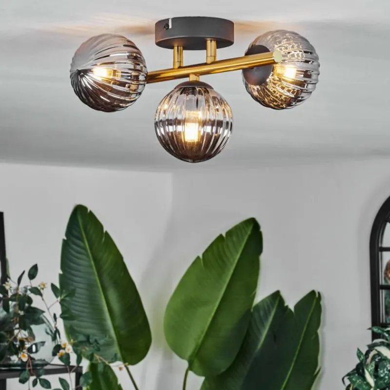 Lampes Dorées-hofstein Plafonnier - Verre Chehalis Or, Noir, 3 lumières