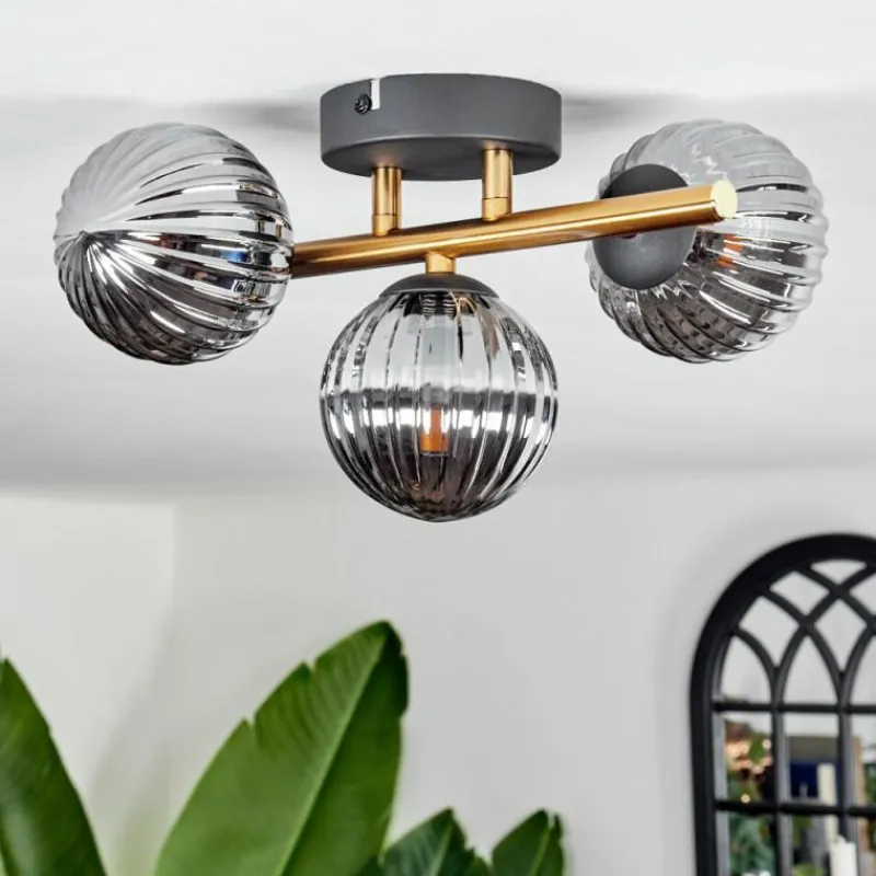 Lampes Dorées-hofstein Plafonnier - Verre Chehalis Or, Noir, 3 lumières