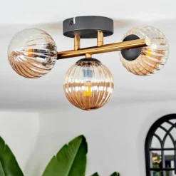 Lampes Dorées-hofstein Plafonnier - Verre Chehalis Or, Noir, 3 lumières