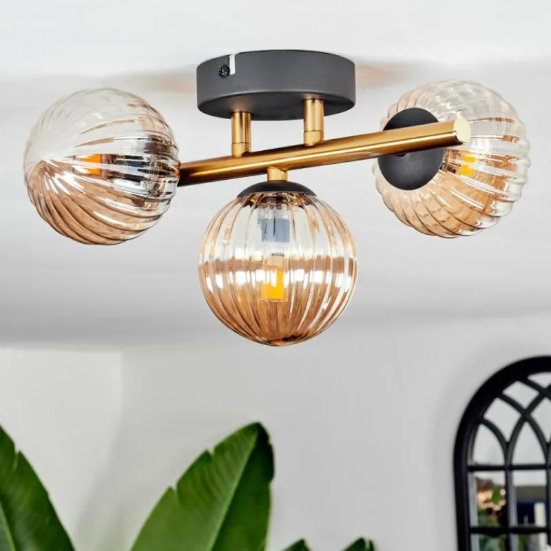 Lampes Dorées-hofstein Plafonnier - Verre Chehalis Or, Noir, 3 lumières