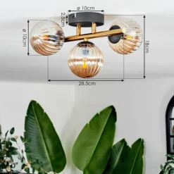 Lampes Dorées-hofstein Plafonnier - Verre Chehalis Or, Noir, 3 lumières