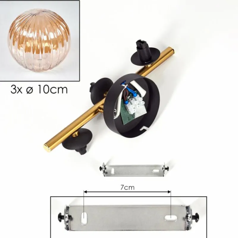 Lampes Dorées-hofstein Plafonnier - Verre Chehalis Or, Noir, 3 lumières