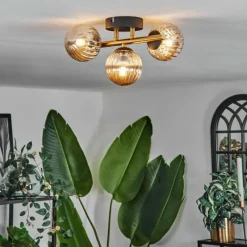 Lampes Dorées-hofstein Plafonnier - Verre Chehalis Or, Noir, 3 lumières