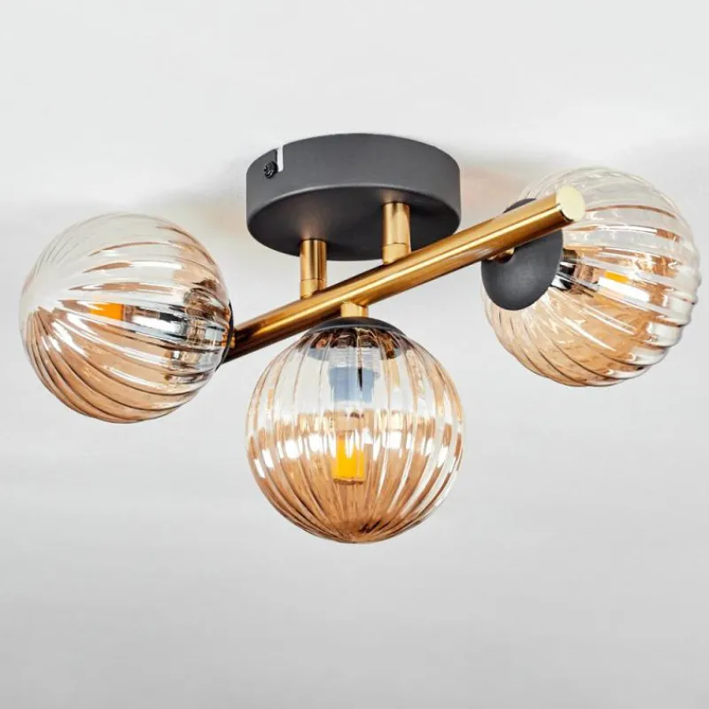 Lampes Dorées-hofstein Plafonnier - Verre Chehalis Or, Noir, 3 lumières