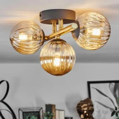 Lampes Dorées-hofstein Plafonnier - Verre Chehalis Or, Noir, 3 lumières