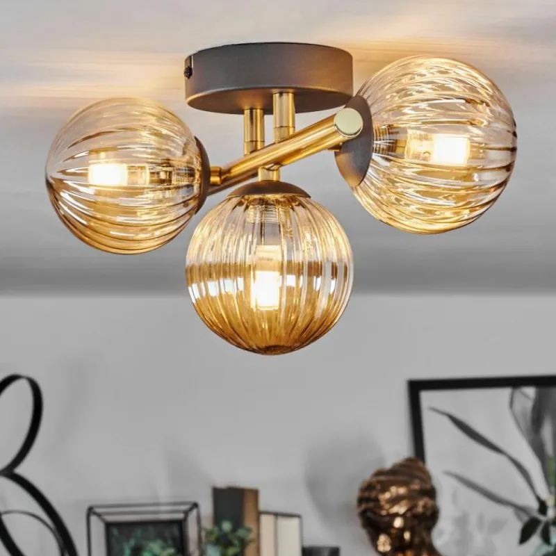 Lampes Dorées-hofstein Plafonnier - Verre Chehalis Or, Noir, 3 lumières