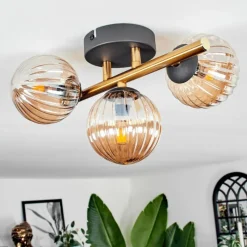 Lampes Dorées-hofstein Plafonnier - Verre Chehalis Or, Noir, 3 lumières