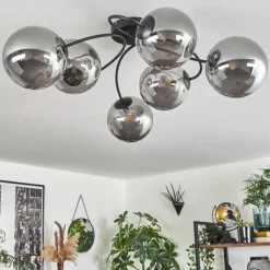 hofstein Plafonnier - Verre Chehalis Fumé, 6 lumières