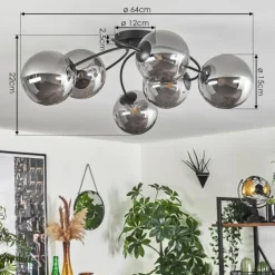 hofstein Plafonnier - Verre Chehalis Fumé, 6 lumières