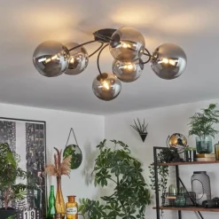 hofstein Plafonnier - Verre Chehalis Fumé, 6 lumières