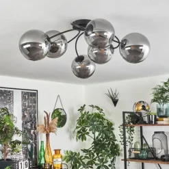 hofstein Plafonnier - Verre Chehalis Fumé, 6 lumières