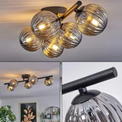 hofstein Plafonnier - Verre Chehalis Fumé, 5 lumières