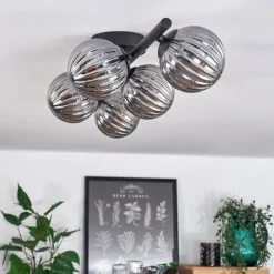 hofstein Plafonnier - Verre Chehalis Fumé, 5 lumières