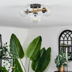 Lampes Dorées-hofstein Plafonnier - Verre Chehalis Or, Noir, 3 lumières