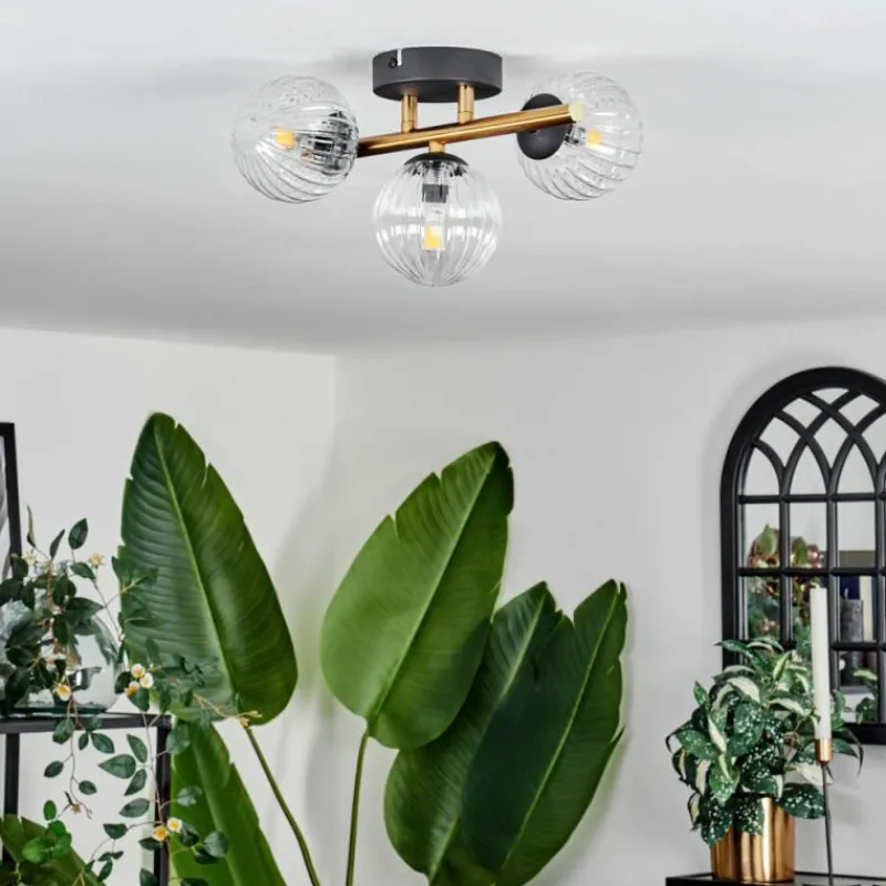 Lampes Dorées-hofstein Plafonnier - Verre Chehalis Or, Noir, 3 lumières