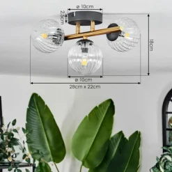 Lampes Dorées-hofstein Plafonnier - Verre Chehalis Or, Noir, 3 lumières