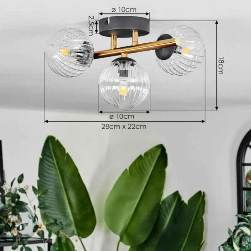 Lampes Dorées-hofstein Plafonnier - Verre Chehalis Or, Noir, 3 lumières