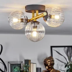 Lampes Dorées-hofstein Plafonnier - Verre Chehalis Or, Noir, 3 lumières