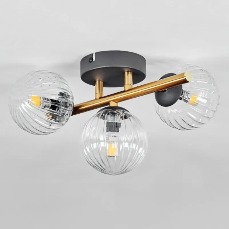 Lampes Dorées-hofstein Plafonnier - Verre Chehalis Or, Noir, 3 lumières