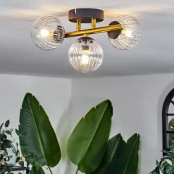 Lampes Dorées-hofstein Plafonnier - Verre Chehalis Or, Noir, 3 lumières