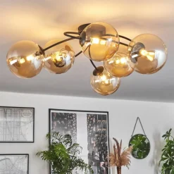 hofstein Plafonnier - Verre Chehalis Ambre, 6 lumières