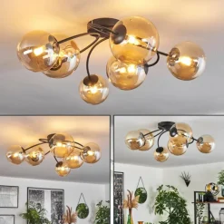 hofstein Plafonnier - Verre Chehalis Ambre, 6 lumières