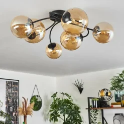 hofstein Plafonnier - Verre Chehalis Ambre, 6 lumières