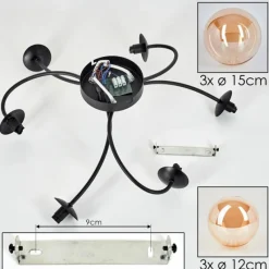hofstein Plafonnier - Verre Chehalis Ambre, 6 lumières
