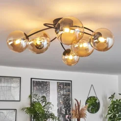 hofstein Plafonnier - Verre Chehalis Ambre, 6 lumières