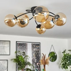 hofstein Plafonnier - Verre Chehalis Ambre, 6 lumières