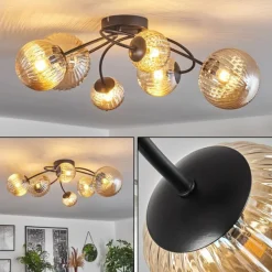 hofstein Plafonnier - Verre Chehalis Ambre, 6 lumières