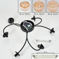 hofstein Plafonnier - Verre Chehalis Ambre, 6 lumières