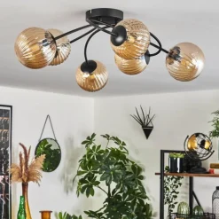 hofstein Plafonnier - Verre Chehalis Ambre, 6 lumières