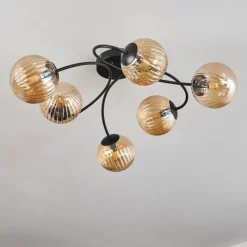 hofstein Plafonnier - Verre Chehalis Ambre, 6 lumières