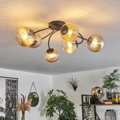 hofstein Plafonnier - Verre Chehalis Ambre, 6 lumières